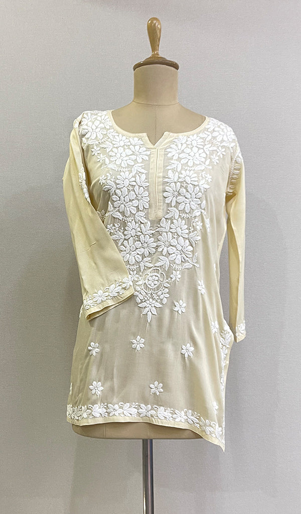 Women's Lakhnavi Handcrafted Modal Cotton Chikankari Top - HONC0167498