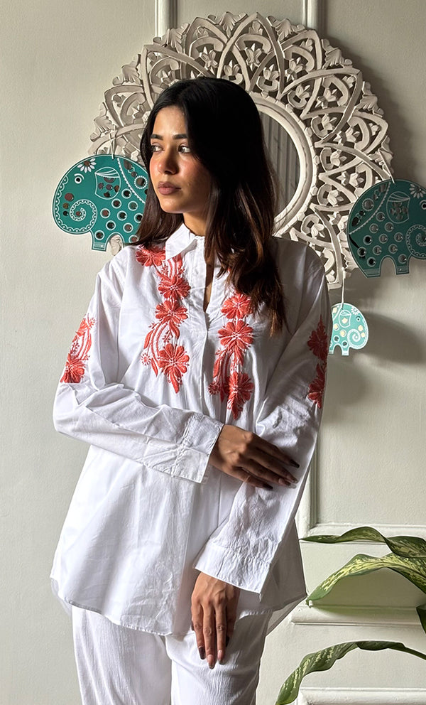 Shaniya Women's Lakhnavi Handcrafted Cotton Chikankari Shirt - HONC0313748