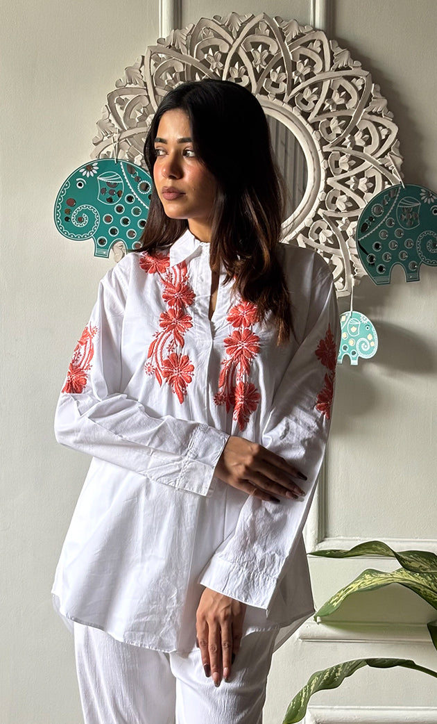 Women's Lakhnavi Handcrafted Cotton Chikankari Top - HONC0313748