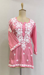 Load image into Gallery viewer, Women&#39;s Lakhnavi Handcrafted Modal Cotton Chikankari Top - HONC0167496
