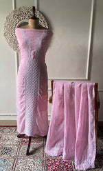 将图像加载到图库查看器中， Women's Lucknowi Handcrafted Kota Cotton Chikankari Unstitched Kurta And Dupatta Set - HONC0340090