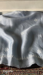 Load image into Gallery viewer, Women's Lakhnavi Handcrafted Pure Organza Chikankari Semi stitched Kurta And Dupatta Set- HONC0348612