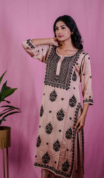 Load image into Gallery viewer, Shifa Women&#39;s Lakhnavi Handcrafted Modal Cotton Chikankari Kurta And Palazzo Set - HONC0205191
