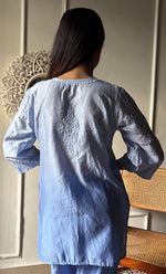 Load image into Gallery viewer, Imara Women's Lakhnavi Handcrafted Chanderi Silk Chikankari Top And Pant Set - HONC0340436