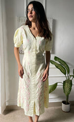 Load image into Gallery viewer, Women&#39;s Lucknowi Handcrafted Cotton Chikankari Long Dress - HONC0309330
