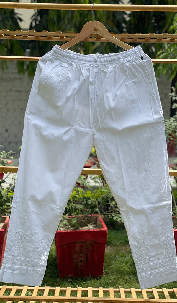 Women's Lucknowi Handcrafted Cotton Chikankari Pant - HONC0287198