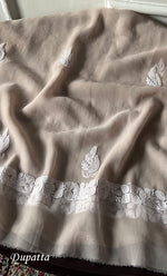 将图像加载到图库查看器中， Laila Women's Lucknowi Handcrafted Faux-Georgette Unstitched  Chikankari Suit Material - HONC0330381