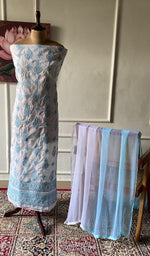 Load image into Gallery viewer, Women's Lakhnavi Handcrafted Unstitched Cotton Chikankari Suit Material - HONC0367464