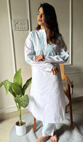 Enayat Women's Lakhnavi Handcrafted Cotton Chikankari Oversized Kurta And Pant Set - HONC0293630