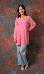 Load image into Gallery viewer, Women&#39;s Lucknowi Handcrafted Viscose Georgette Chikankari Top - HONC0327523
