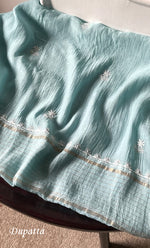 Load image into Gallery viewer, Women's Lakhnavi Handcrafted Mul Chanderi Semi - stitched Chikankari Full Suit Material - HONC0323620