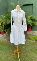 Niyat Women's Lucknowi Handcrafted Cotton Chikankari Long Dress - HONC0303725
