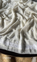 Load image into Gallery viewer, Women&#39;s Lakhnavi Handcrafted Pure Silk Georgette Chikankari Kurta And Dupatta Set- HONC0257222
