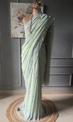 Load image into Gallery viewer, Women&#39;s Lakhnavi Handcrafted Pure Silk Georgette Chikankari - HONC0284208
