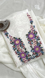 将图像加载到图库查看器中， Women&#39;s Lakhnavi Handcrafted Pure Silk Georgette Chikankari Kurta And Dupatta Set- HONC0209420
