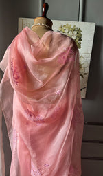Load image into Gallery viewer, Women&#39;s Lucknowi Handcrafted Pure Organza Silk Chikankari Saree - HONC0268556
