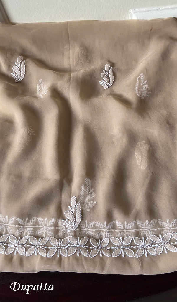 Women's Lucknowi Handcrafted Faux-Georgette Chikankari Suit Material - HONC0263018