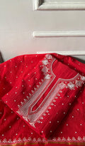 Jazba Women's Lakhnavi Handcrafted Mul Chanderi Unstitched Chikankari Full Suit - HONC0370175
