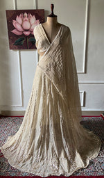 Load image into Gallery viewer, Women's Lakhnavi Handcrafted Bridal Tissue Chanderi Chikankari Lehenga Set - HONC0353217