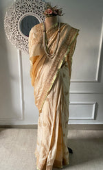 将图像加载到图库查看器中， Women&#39;s Lakhnavi Handcrafted Tussar Silk Chikankari Saree - HONC0245787
