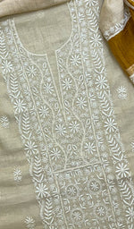 Load image into Gallery viewer, Women&#39;s Lakhnavi Handcrafted Tissue Chanderi Chikankari Kurta Dupatta Set - HONC0204007
