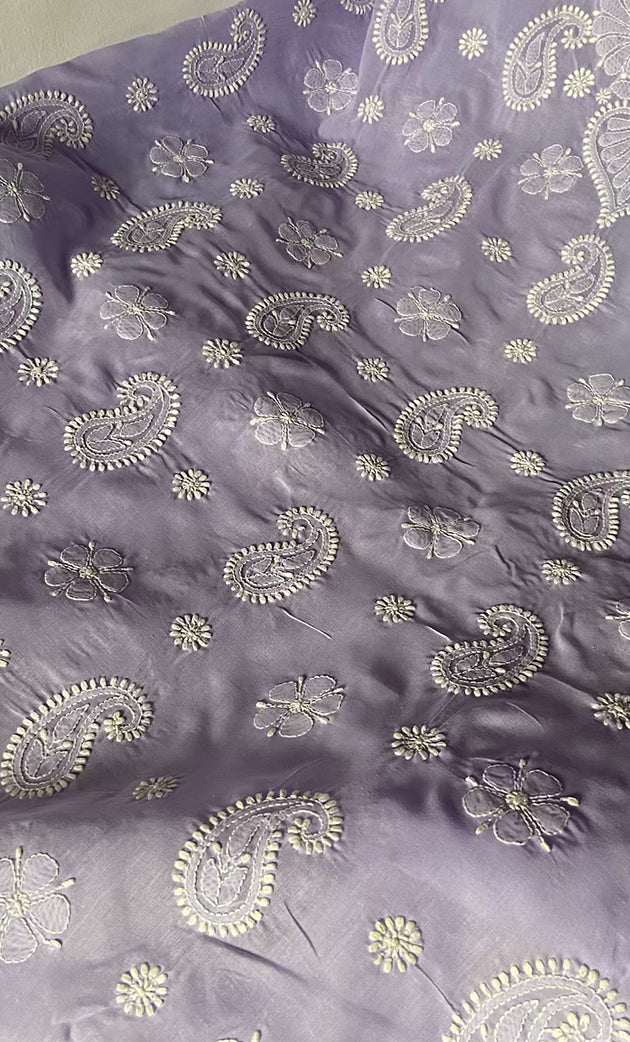 Women's Lakhnavi Handcrafted Cotton Chikankari Unstitched Kurti Fabric - HONC0318490