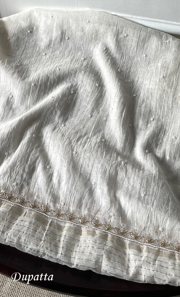 Jazba Women's Lakhnavi Handcrafted Mul Chanderi UnStitched Kurta And Dupatta Set - HONC0320724