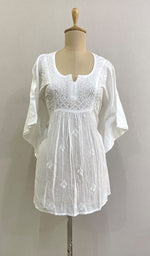 将图像加载到图库查看器中， Women&#39;s Lakhnavi Handcrafted Cotton Chikankari Kaftan - HONC0218473
