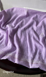 Load image into Gallery viewer, Women&#39;s Lakhnavi Handcrafted Mul Chanderi Semi -stitched Chikankari Full Suit Material - HONC0296116
