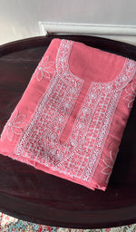 Load image into Gallery viewer, Women's Lakhnavi Handcrafted Cotton Chikankari Unstitched Kurti Fabric - HONC0371825