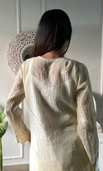 Load image into Gallery viewer, Women's Lucknowi Handcrafted Mul Chanderi  Chikankari Kurti - HONC0329122