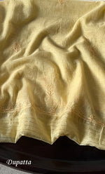 Load image into Gallery viewer, Women's Lakhnavi Handcrafted Mul Chanderi Semi - Stitched Kurta And Dupatta Set- HONC0304461