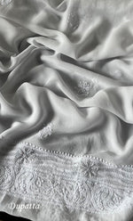 将图像加载到图库查看器中， Women&#39;s Lucknowi Handcrafted Viscose Georgette Chikankari Kurta Dupatta Set- HONC0303285
