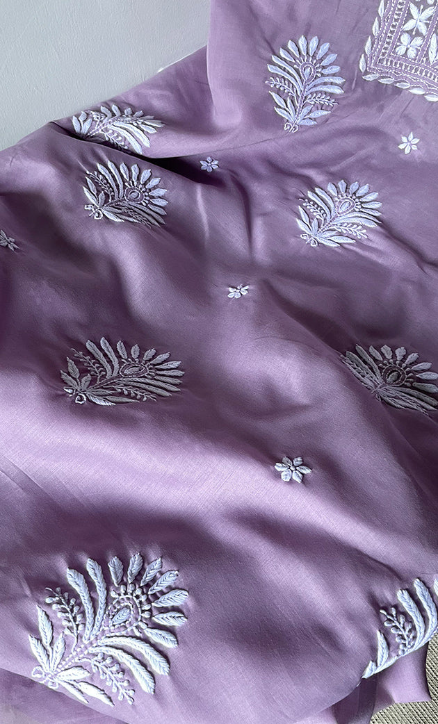 Women's Lakhnavi Handcrafted Cotton Chikankari Unstitched Kurti Fabric - HONC0318768