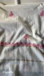 Load image into Gallery viewer, Women&#39;s Lakhnavi Handcrafted Maheshwari Mul Chanderi Unstitched Kurta And Dupatta Set - HONC0270648
