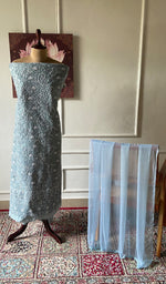 将图像加载到图库查看器中， Women's Lakhnavi Handcrafted Cotton Unstitched Chikankari Suit Material - HONC0354989