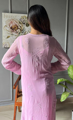 Load image into Gallery viewer, Women&#39;s Lakhnavi Handcrafted Viscose Georgette Chikankari Kurti- HONC0290138
