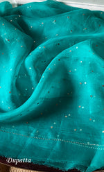 将图像加载到图库查看器中， Women&#39;s Lakhnavi Handcrafted Pure Organza Chikankari Unstitched Kurta And Dupatta Set- HONC0299980
