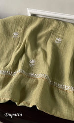 Load image into Gallery viewer, Women&#39;s Lakhnavi Handcrafted Mul Chanderi Semi - Stitched Kurta And Dupatta Set - HONC0309524
