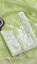 Load image into Gallery viewer, Women&#39;s Lucknowi Handcrafted Faux-Georgette Chikankari Suit Material - HONC0149119