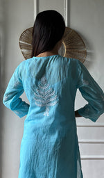 Load image into Gallery viewer, Women's Lakhnavi Handcrafted Kota Cotton Chikankari Kurti - HONC03604470
