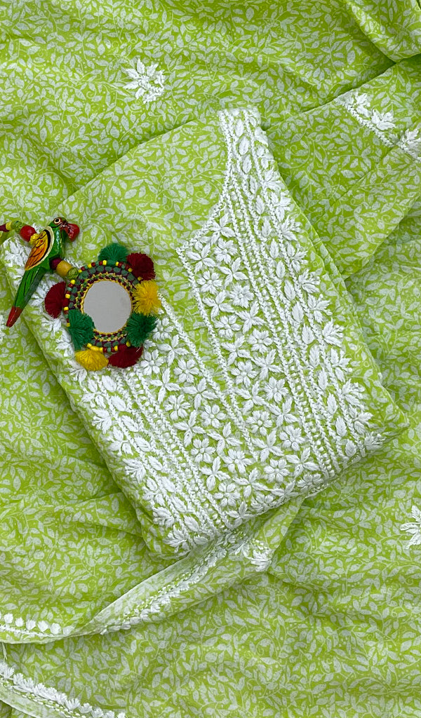 Women's Lakhnavi Handcrafted Mul Cotton Chikankari Kurta And Dupatta Set- HONC0144700