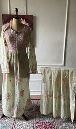Load image into Gallery viewer, Women's Lakhnavi Handcrafted Mul Chanderi Unstitched Chikankari Full Suit - HONC0284754