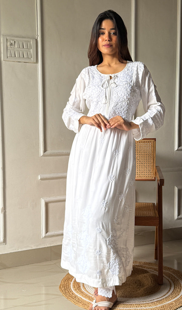 Aarvi Women's Lucknowi Handcrafted Cotton Kurti  - HONC0296920