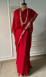 Load image into Gallery viewer, Women&#39;s Lakhnavi Handcrafted Mul Chanderi Chikankari Saree - HONC0307129
