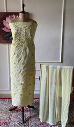 Load image into Gallery viewer, Women's Lakhnavi Handcrafted Unstitched Cotton Chikankari Suit Material - HONC0351040