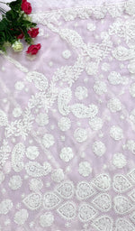 Load image into Gallery viewer, Women&#39;s Lucknowi Handcrafted Faux-Georgette Chikankari Saree - HONC0178251
