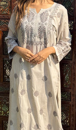 Load image into Gallery viewer, Women&#39;s Lucknowi Handcrafted Cotton Chikankari Kurti - HONC0232180
