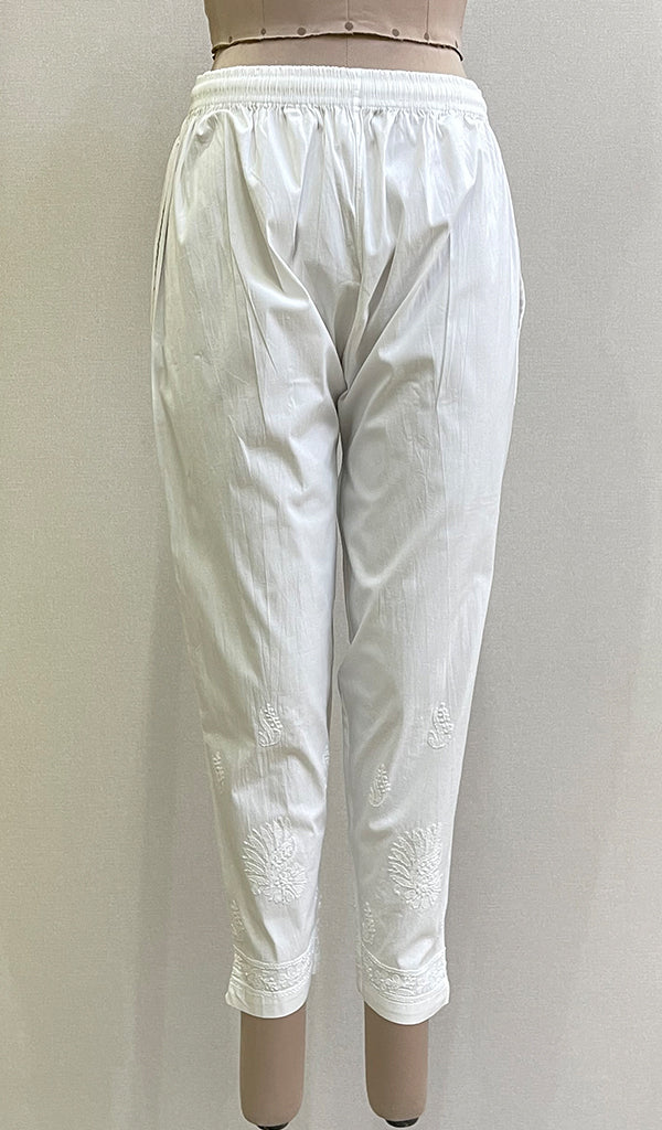 Women's Lakhnavi Handcrafted Cotton Chikankari Pant - HONC0166249