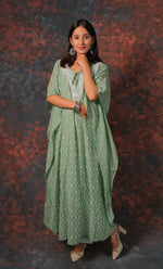 Load image into Gallery viewer, Rabia Women&#39;s Lucknowi Handcrafted Mul chanderi Chikankari Kaftan - HONC0313259
